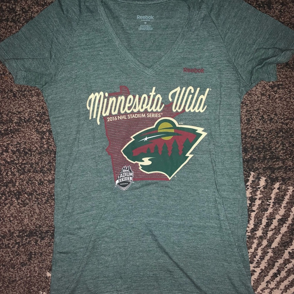 Reebok Women's Minnesota Wild Teal V-Neck Short Sleeve Tee